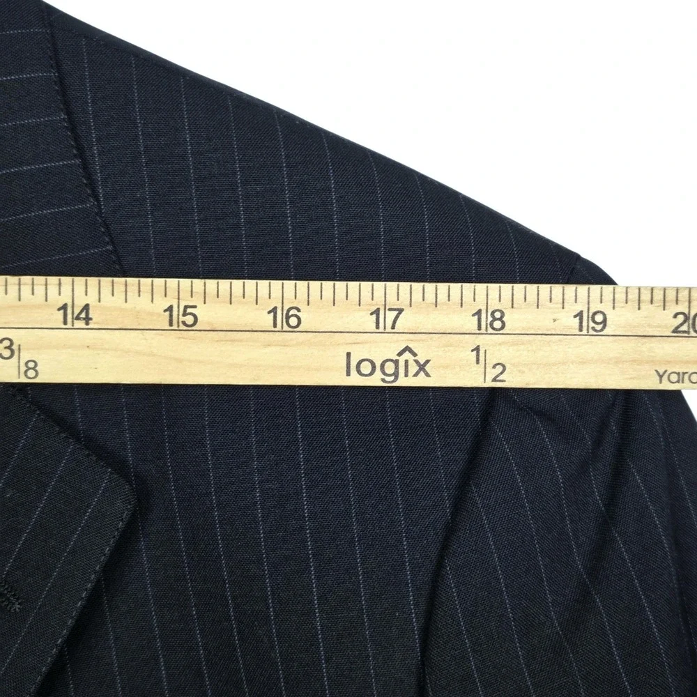 Vtg Brooks Brothers Makers Pinstripe Wool Brooksease‎ Blazer 41L Navy Sport Coat